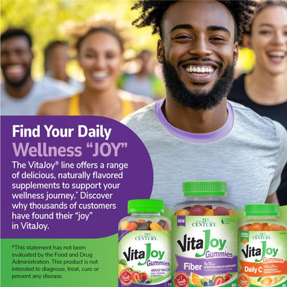 21st Century VitaJoy Fiber Gummies (Fruit Flavored, 90 Count), 5 g Fiber Per Serving for Digestive Support, Pectin-Based Prebiotic Gummies, Non-GMO, Vegan, Gluten Free, - Maple Wellness Supplements