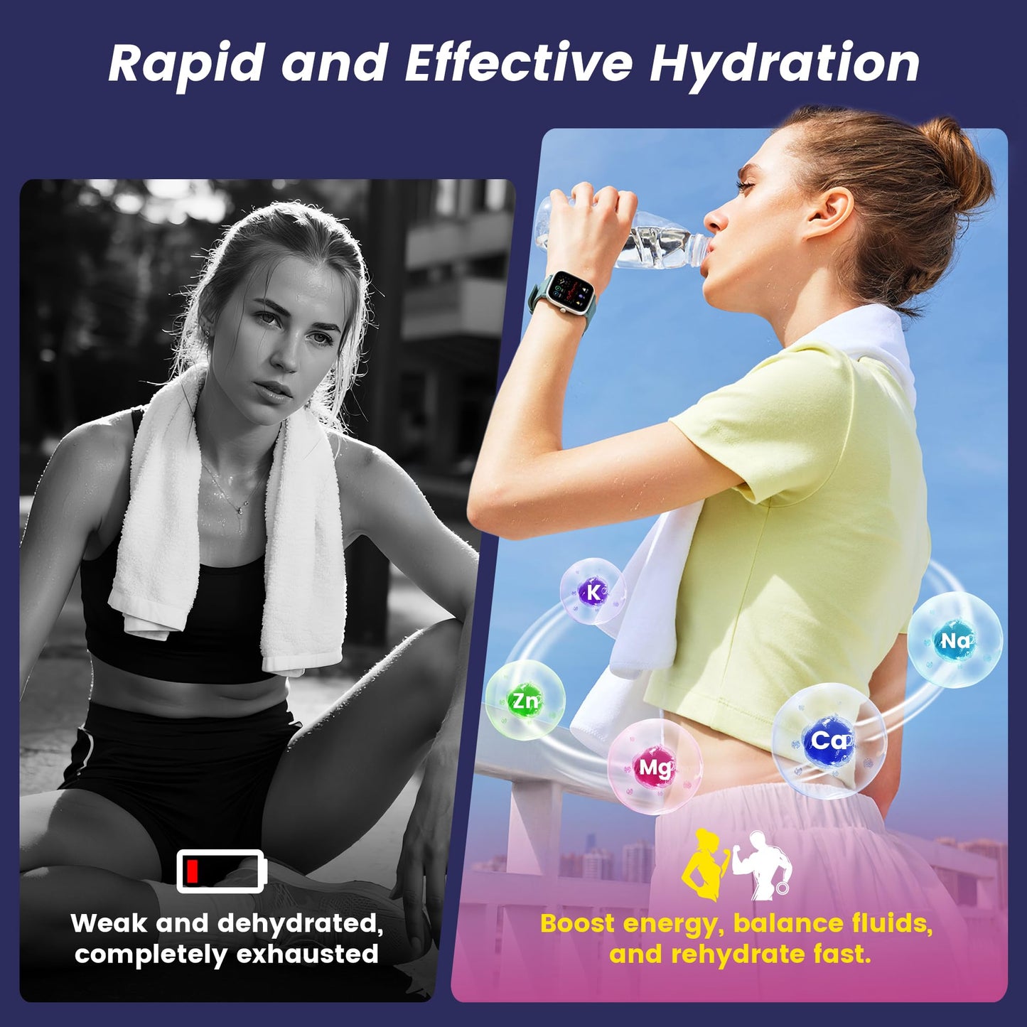 24 Sticks Electrolytes Powder Packets 7 Flavors Sugar Free Hydration Packets Liquid Daily IV Drink Mix, Low Sodium, Lemon Lime, Watermelon, Strawberry, Grape - Maple Wellness Supplements