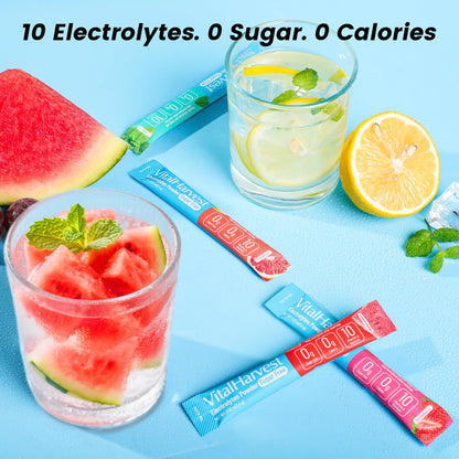 24 Sticks Electrolytes Powder Packets 7 Flavors Sugar Free Hydration Packets Liquid Daily IV Drink Mix, Low Sodium, Lemon Lime, Watermelon, Strawberry, Grape - Maple Wellness Supplements