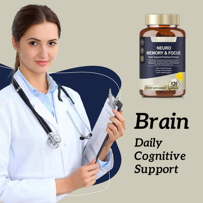 25 in 1 Brain Supplements for Memory and Focus & Neuro Health - Daily Brain Nootropic Cognitive Supplement with L-Tyrosine, Bacopa Monnieri, Ginkgo Biloba, Alpha GPC - Non-GMO, Gluten Free - Maple Wellness Supplements