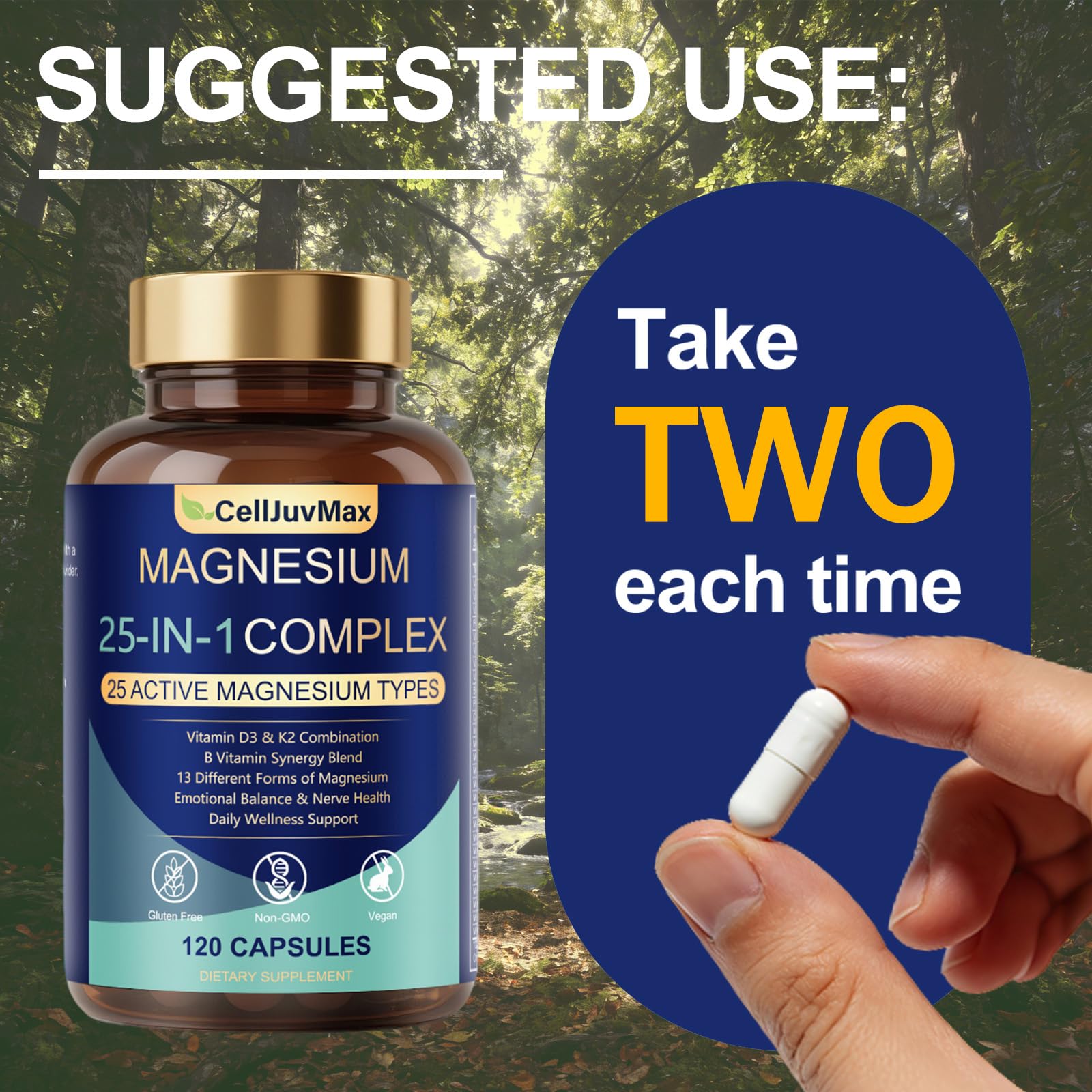 25-in-1 Magnesium Complex | Multi-Form Absorbable Blend for Daily Nutritional Support, 120 Vegan Caps (1) - Maple Wellness Supplements