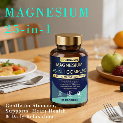 25-in-1 Magnesium Complex | Multi-Form Absorbable Blend for Daily Nutritional Support, 120 Vegan Caps (1) - Maple Wellness Supplements