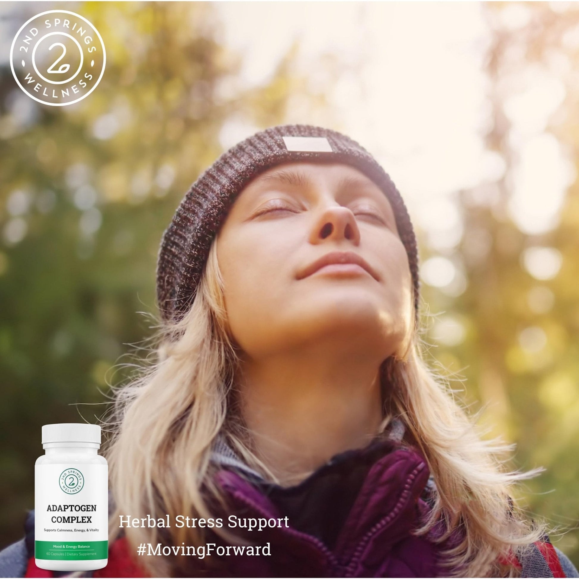 2nd Springs Adaptogen Complex Calmness, Energy and Vitality Booster - Ashwagandha, Schisandra, Astragalus, Ginseng, Rhodiola, and More - Adrenal Support Supplements - 60 Ct - Maple Wellness Supplements