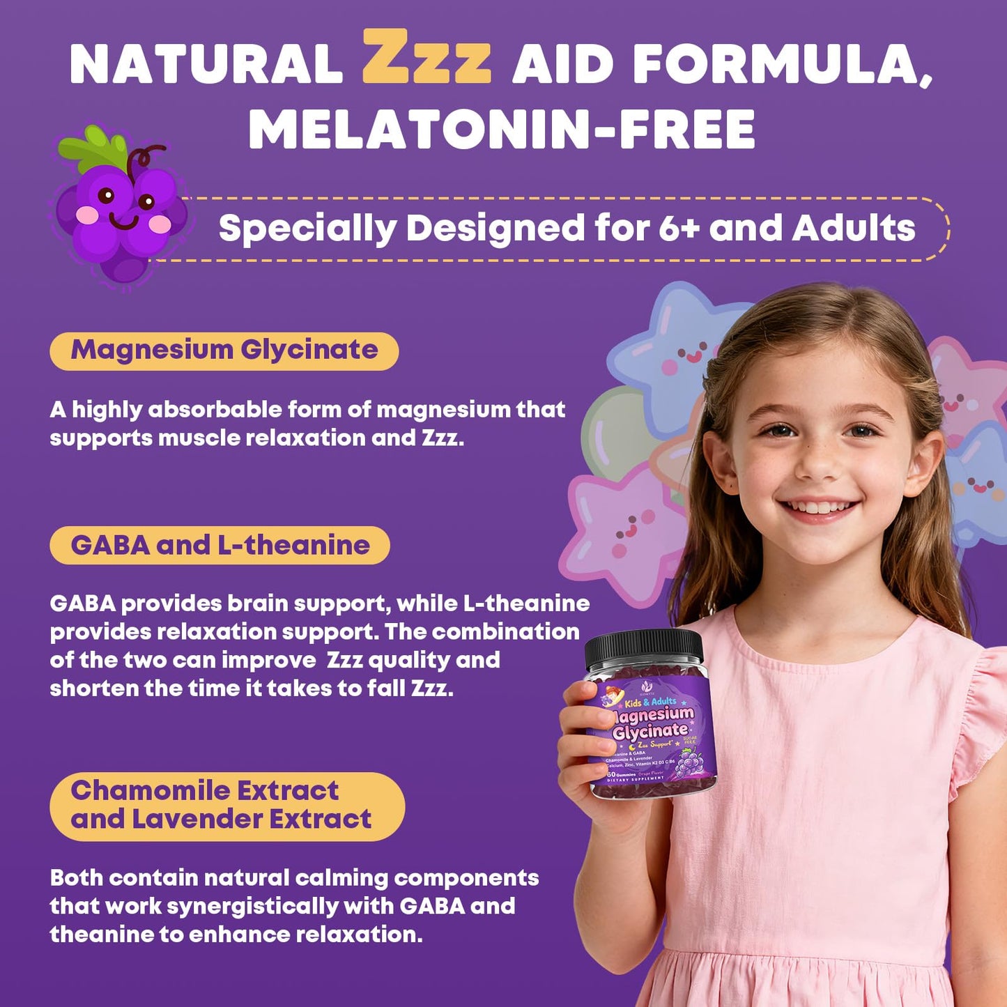 (2Pack) Sugar Free Magnesium Glycinate Gummies for Kids & Adults - Zzz Support, Relaxation & Cognition Support, 200/400mg Magnesium Gummies with L-Theanine, - Maple Wellness Supplements