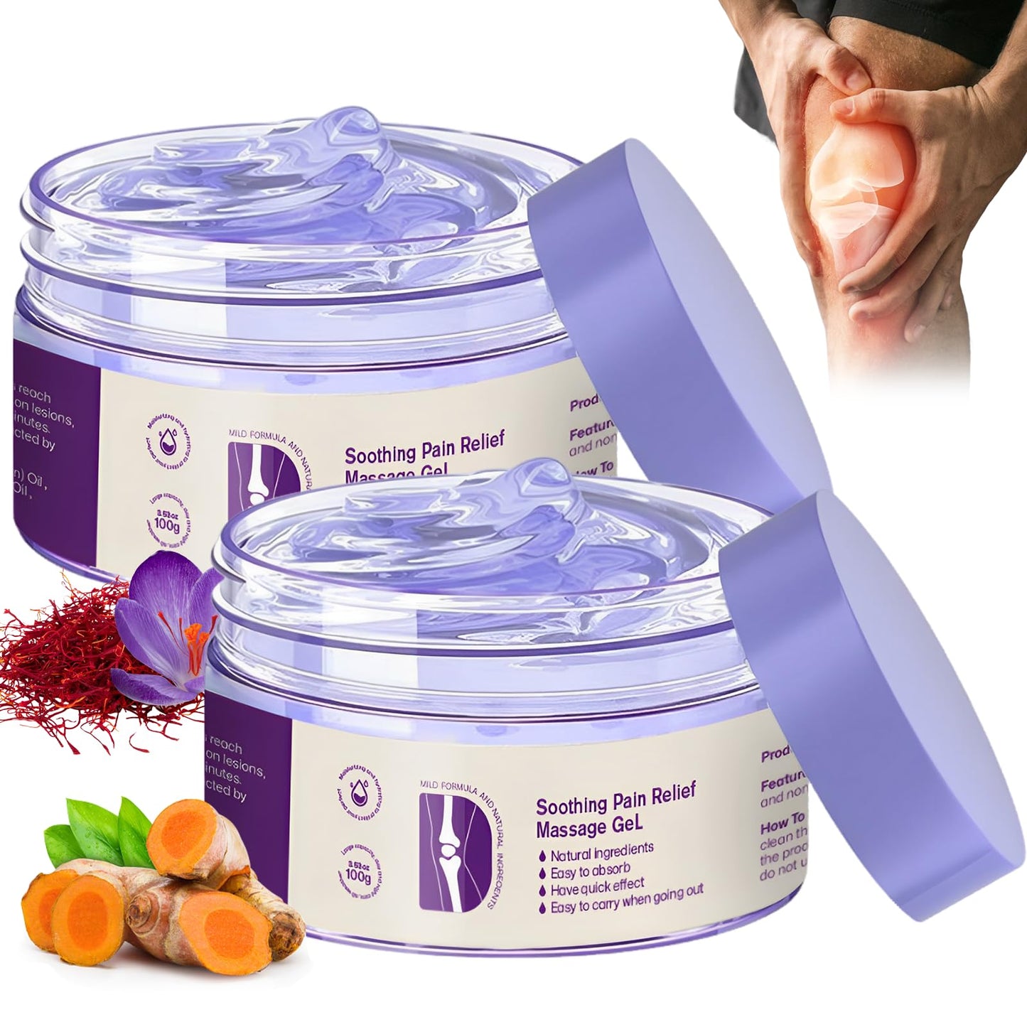 2PCS Kresin Joint Pain Gel Purple Gel,Soothing Pain Relief MassageGel,Purple Joint Repair Cream,Effective Soothesfor Back, Neck, Hands, and Feet - Maple Wellness Supplements