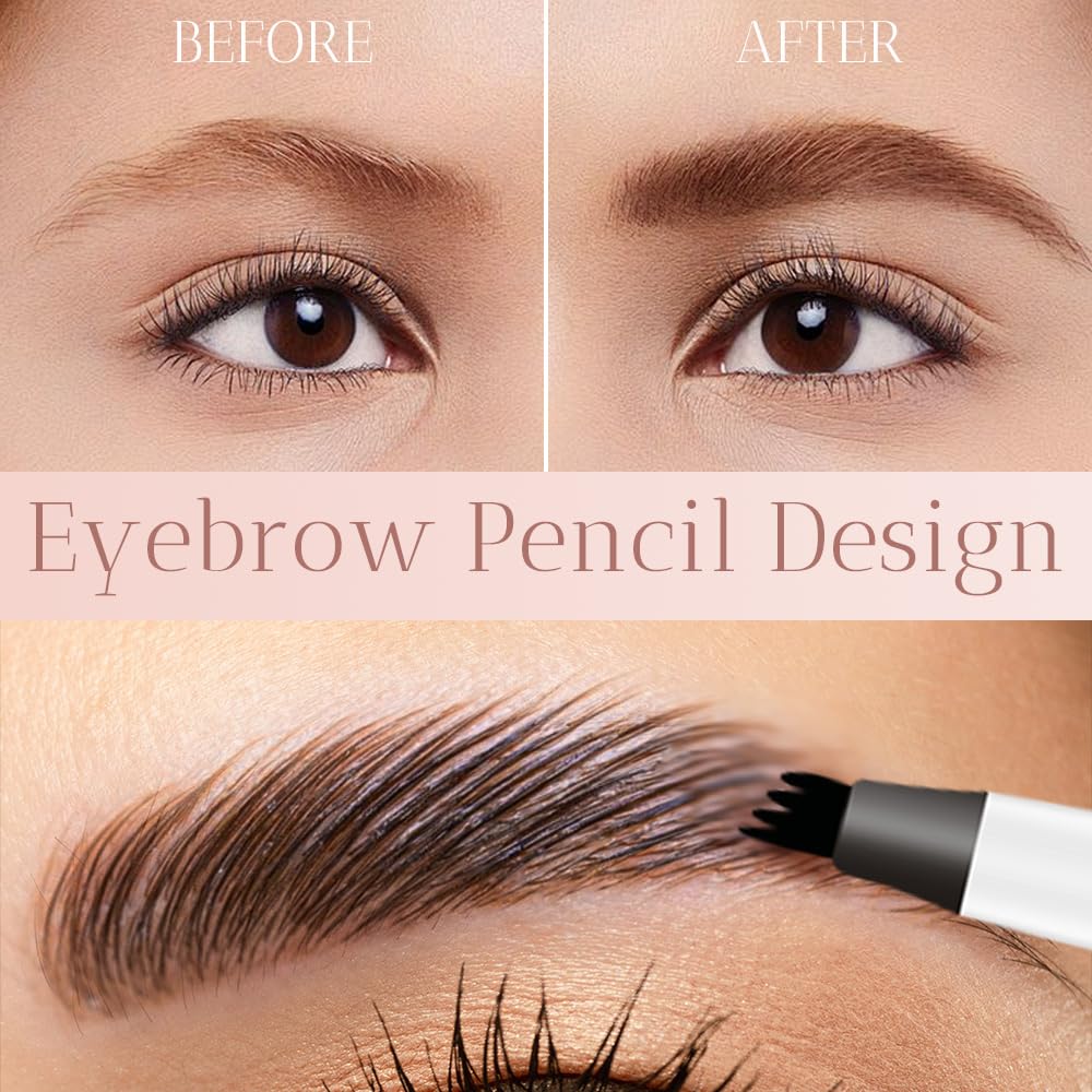 2PCS New Waterproof Brow Pencil with Micro-Fork Tip, 3D Magic Eyebrow Pencil 4-Head Split Waterproof Long-lasting,Fine Stroke Eyebrow Pen Makeup Eyebrow Pencils Stay on All Day (Brown) - Maple Wellness Supplements