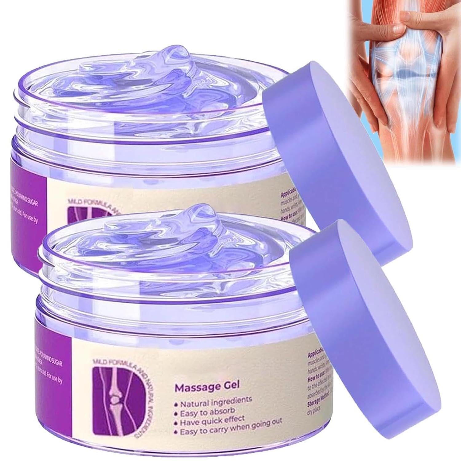 2PCS Soothing Relief Massage Gel, Joint Gel Purple Gel Cooling Activities Throughout The Body, Soothing Knees, Lumbar, Neck, Back, Shoulders, Hands, and Feet - Maple Wellness Supplements