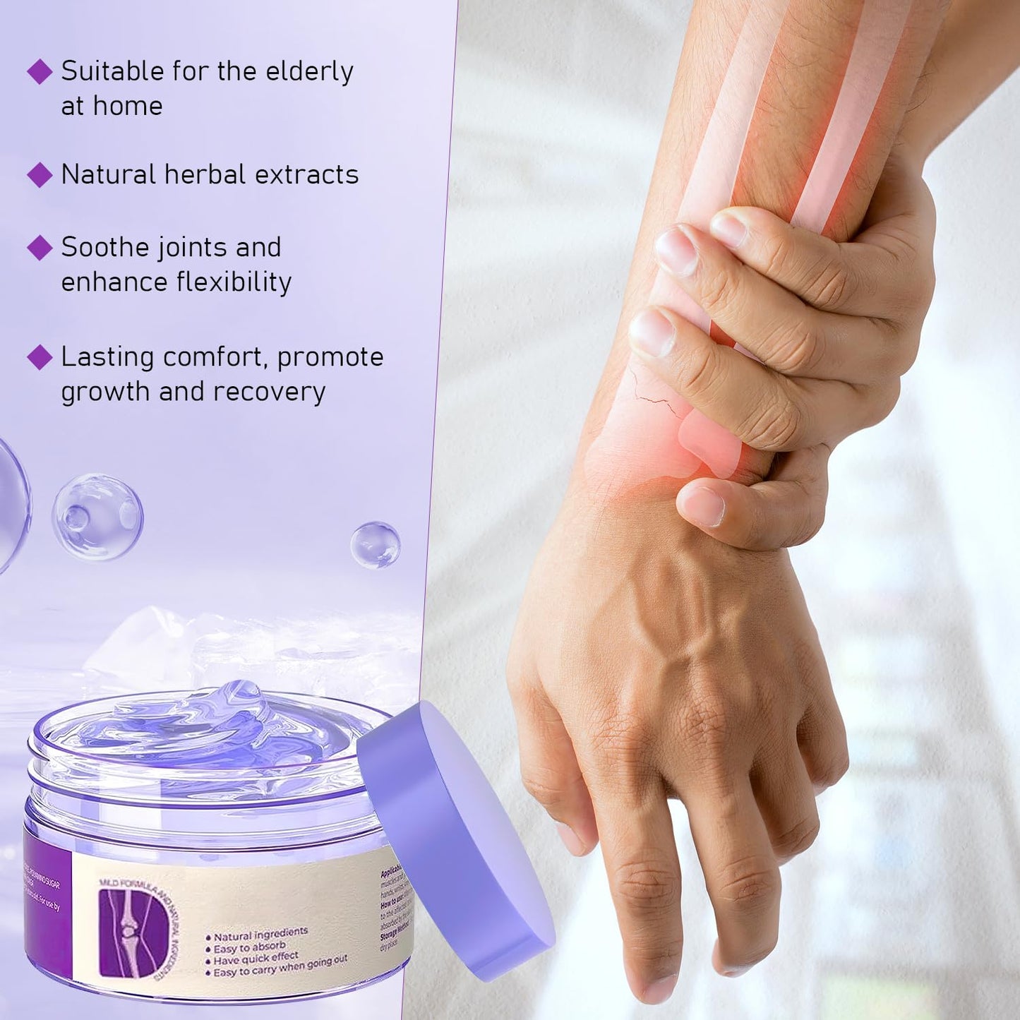 2PCS Soothing Relief Massage Gel, Joint Gel Purple Gel Cooling Activities Throughout The Body, Soothing Knees, Lumbar, Neck, Back, Shoulders, Hands, and Feet - Maple Wellness Supplements