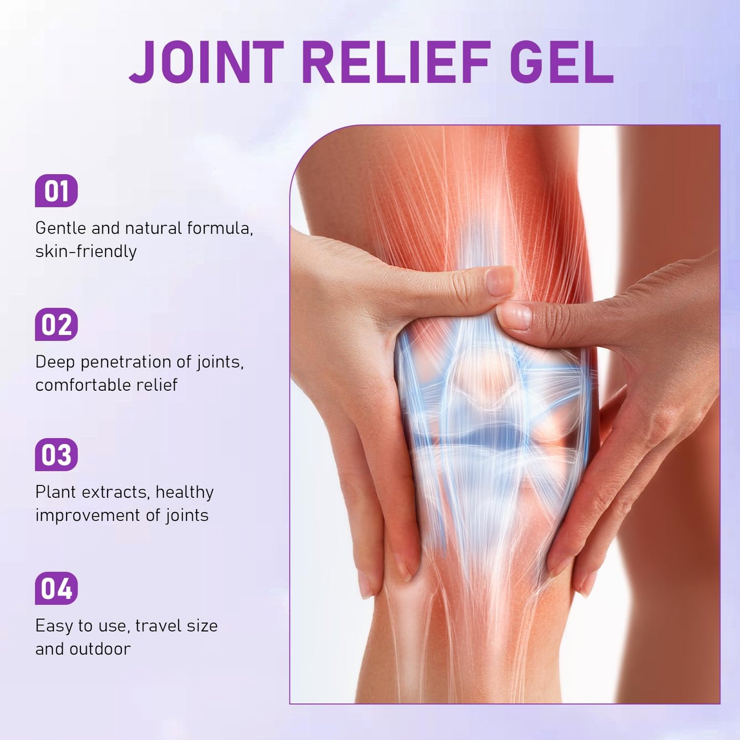2PCS Soothing Relief Massage Gel, Joint Gel Purple Gel Cooling Activities Throughout The Body, Soothing Knees, Lumbar, Neck, Back, Shoulders, Hands, and Feet - Maple Wellness Supplements