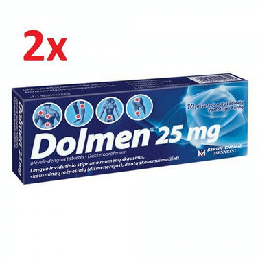 2x 10 Dolmen 25 mg film-coated tablets for pain relief 20 Tabs - Maple Wellness Supplements