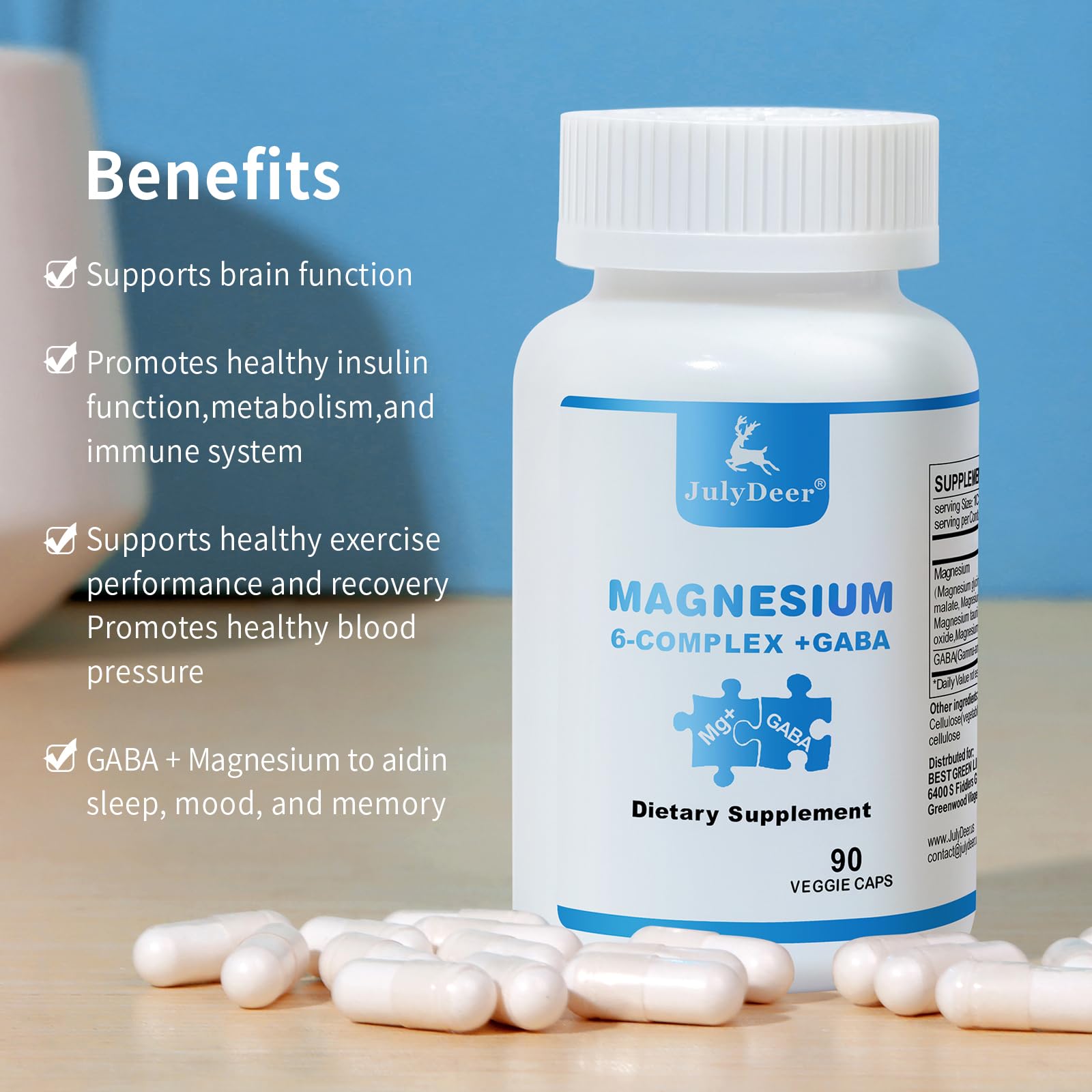3 Bottles Sixfold Magnesium Complex | 350mg of Magnesium Glycinate, Malate, Citrate, Taurine, Oxide, Mg+ for Muscles,Nerves,& Energy, GABA Sleep Support | High Absorption | Vegan | 90 Capsules - Maple Wellness Supplements