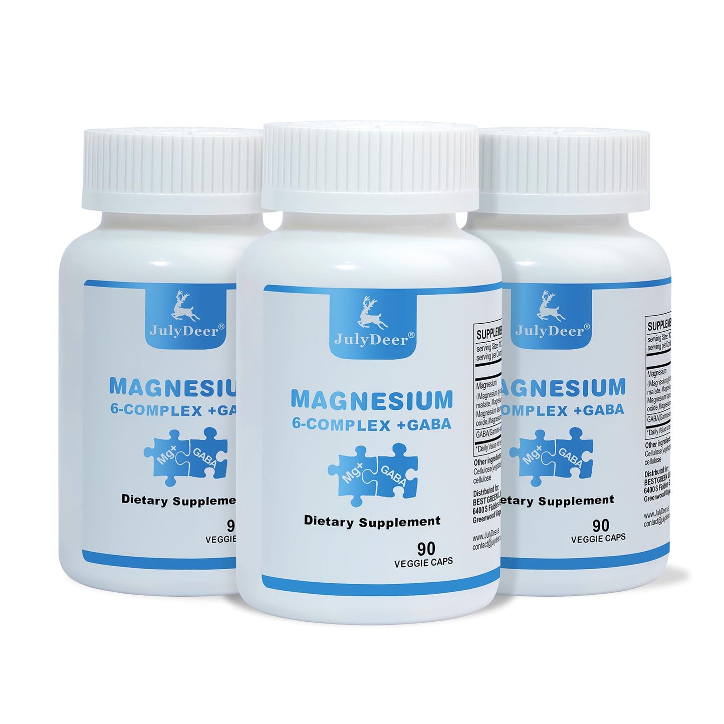 3 Bottles Sixfold Magnesium Complex | 350mg of Magnesium Glycinate, Malate, Citrate, Taurine, Oxide, Mg+ for Muscles,Nerves,& Energy, GABA Sleep Support | High Absorption | Vegan | 90 Capsules - Maple Wellness Supplements