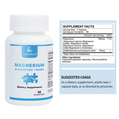 3 Bottles Sixfold Magnesium Complex | 350mg of Magnesium Glycinate, Malate, Citrate, Taurine, Oxide, Mg+ for Muscles,Nerves,& Energy, GABA Sleep Support | High Absorption | Vegan | 90 Capsules - Maple Wellness Supplements