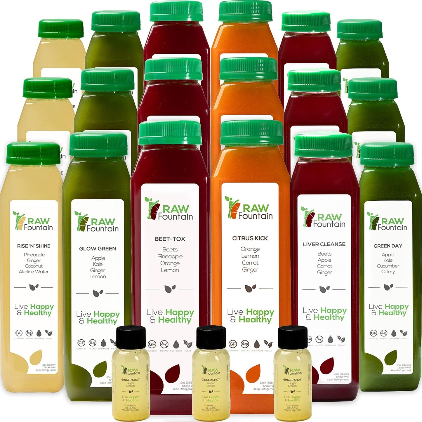 3 Day Juice Cleanse by Raw Fountain, All Natural Raw Detox Cleanse, Liquid Juice Diet - Maple Wellness Supplements