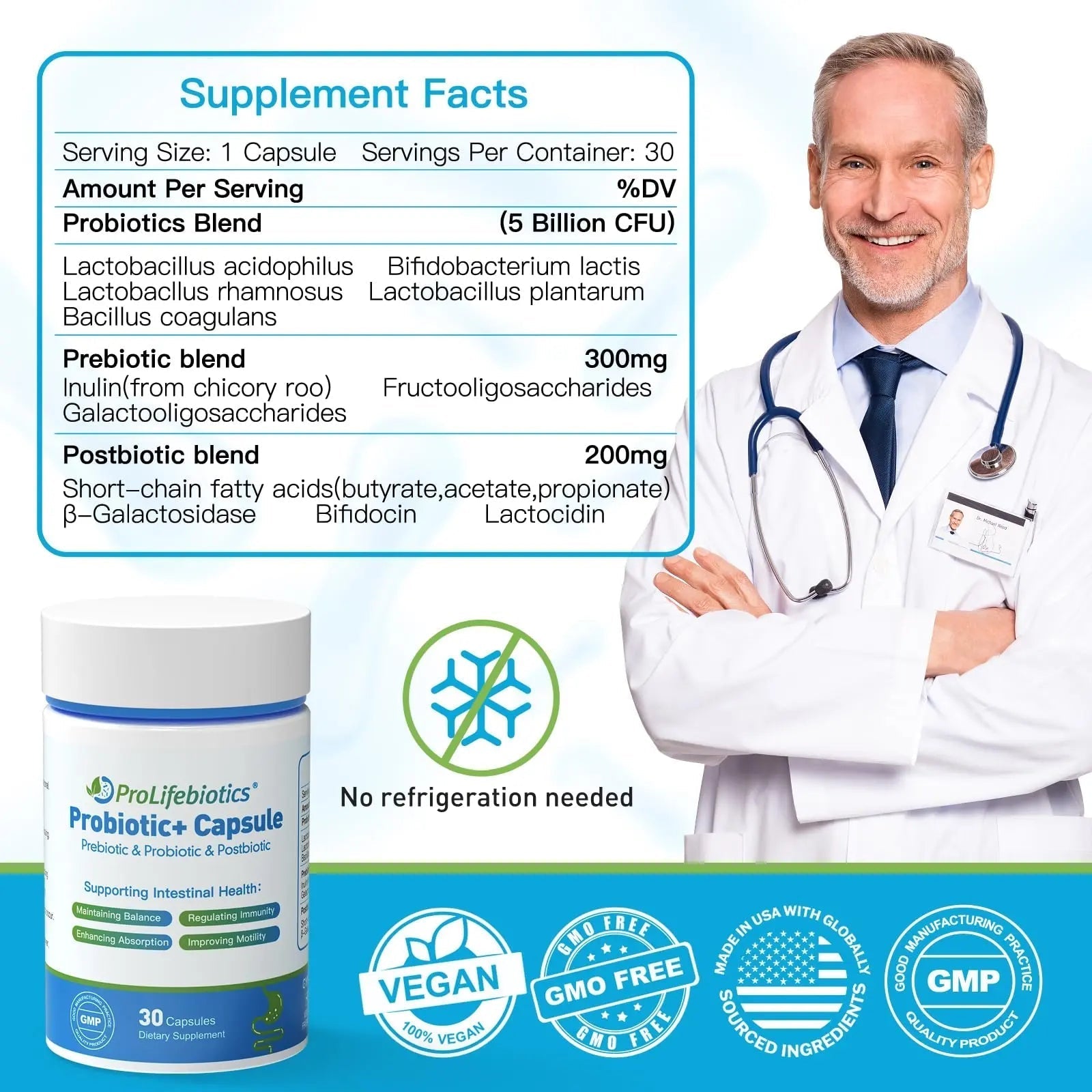 3-in-1 Probiotics for Gut and Digestive Health,Immune Support,Supplements Supporting Occasional Constipation,Diarrhea,Gas,Bloating,Delayed-Released Designed to Thrive, 30 Vegan Capsules - Maple Wellness Supplements