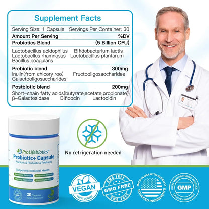 3-in-1 Probiotics for Gut and Digestive Health,Immune Support,Supplements Supporting Occasional Constipation,Diarrhea,Gas,Bloating,Delayed-Released Designed to Thrive, 30 Vegan Capsules - Maple Wellness Supplements