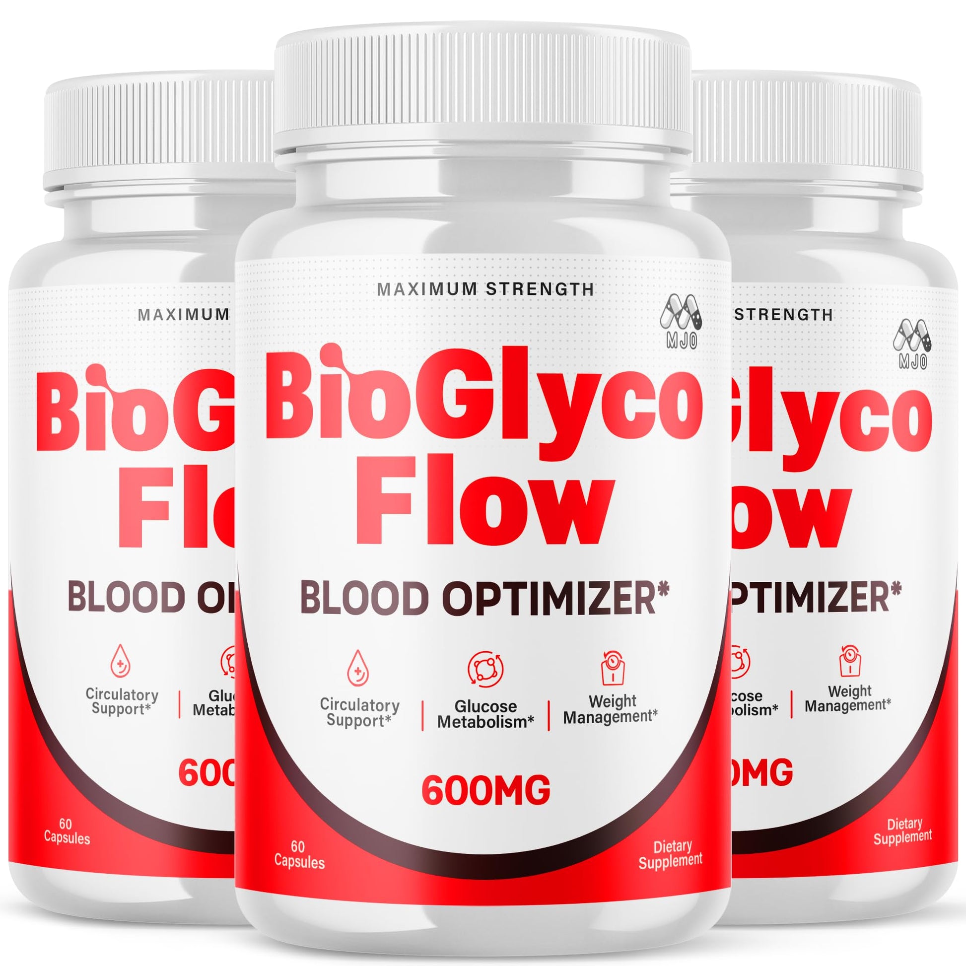 (3 Pack) BioGlyco Flow Blood Optimizer Capsules, Official BioGlyco Flow Pills with All Natural Ingredients, Advanced Health and Wellness Supplement with Maximum Strength Multivitamins (180 Capsules) - Maple Wellness Supplements