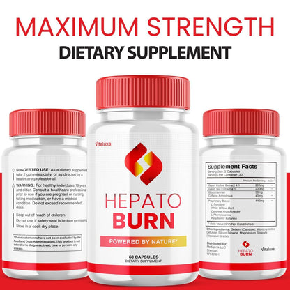 (3 Pack) Hepato Burn Capsules - HepatoBurn Supplement Pills Advanced Formula Wait Premium Blend All Natural Loss Support for Men Women, Hepataburn Reviews Maximum Strength Burner Health (180 Capsules) - Maple Wellness Supplements