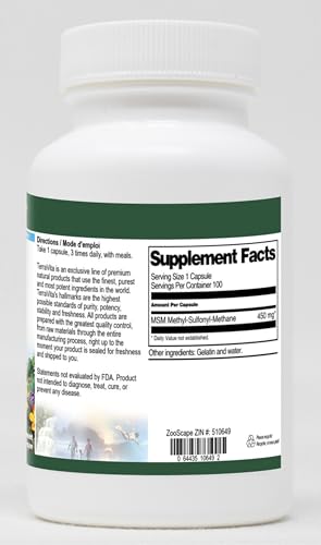MSM - 450 mg (100 Capsules, ZIN: 510649) - 3 Pack TerravitaBuy Supplements Australia