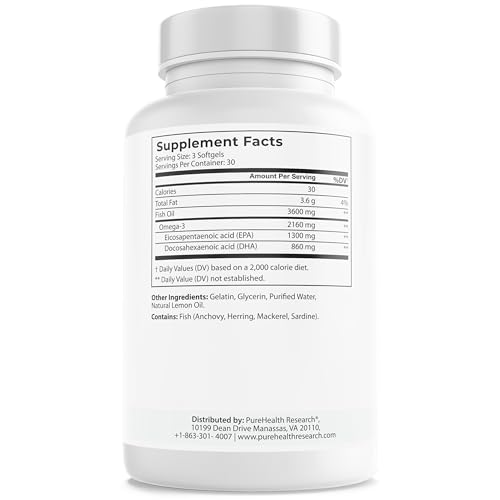 PUREHEALTH RESEARCH Complete Omega 3 Fish Oil Softgels - Omega-3 Fatty Acid Supplements- EPA DHA Supplement - Non-GMO- 90 Soft Gels PUREHEALTH RESEARCHBuy Supplements Australia