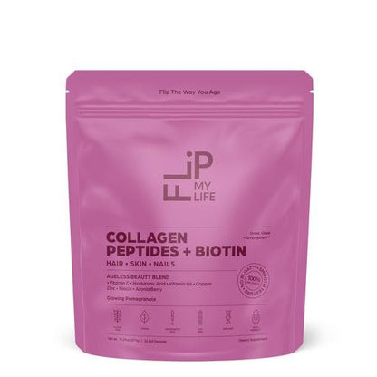 Flip My Life Collagen Peptides + Biotin, Hyaluronic Acid & Vitamin C - For Hair, Skin, Nails - Gut Health/Joint Support - Ageless Beauty Blend Supplement Powder for Men/Women - 9g Protein—26 Servings Flip My LifeBuy Supplements Australia