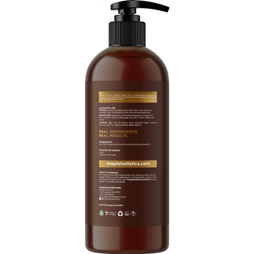 Hexane Free Organic Castor Oil - USDA Organic Castor Oil for Body Detox Hair Growth & Skin Care Maple HolisticsBuy Supplements Australia