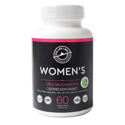 Stellar Labs Low FODMAP Vegan Women's Ultra Multi-Vitamin | Easy to Digest Daily Multivitamin Without Iron | Low Energy Supplement, Female Support | Stellar Labs