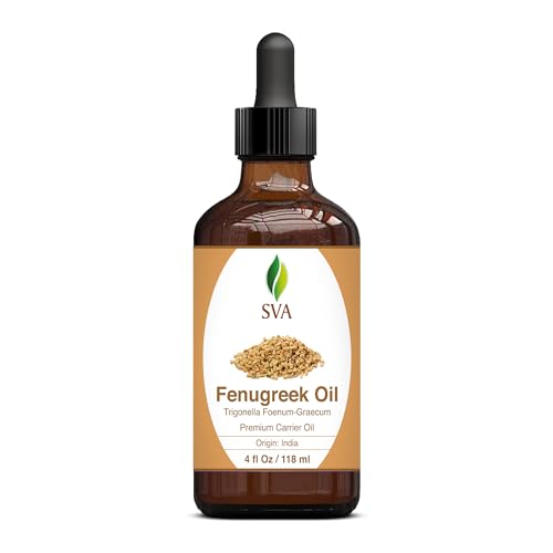 SVA Fenugreek Oil 4oz (118ml) Premium Carrier Oil with Dropper for Hair Care, Hair Oiling, Scalp Massage SVA ORGANICSBuy Supplements Australia