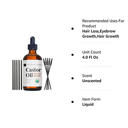 Kate Blanc Cosmetics Organic Castor Oil (4oz). 100% Pure, Cold Pressed, Hexane Free in a Glass Bottle Kate Blanc CosmeticsBuy Supplements Australia