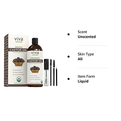 Viva Naturals Organic Castor Oil, 16 fl oz - Cold Pressed Castor Oil for Skin, Hair and Lashes - Traditionally Viva NaturalsBuy Supplements Australia