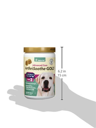 NaturVet ArthriSoothe-Gold Level 3 Advanced Joint Care for Dogs – Soft Chew Dog Supplement with Glucosamine, MSM, Chondroitin & Hyaluronic Acid – Wheat-Free Pet Supplements – 180 Ct. NaturVetBuy Supplements Australia