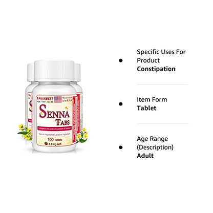 Senna Tablets 100 Ct. | Natural Vegetable Laxative [Made in USA] | Laxatives for Constipation UlaiBuy Supplements Australia