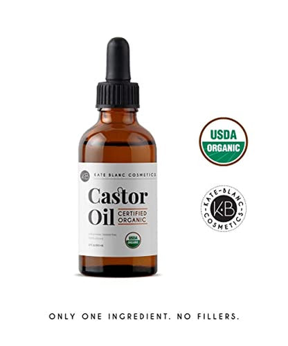 Kate Blanc Cosmetics Organic Castor Oil (4oz). 100% Pure, Cold Pressed, Hexane Free in a Glass Bottle Kate Blanc CosmeticsBuy Supplements Australia