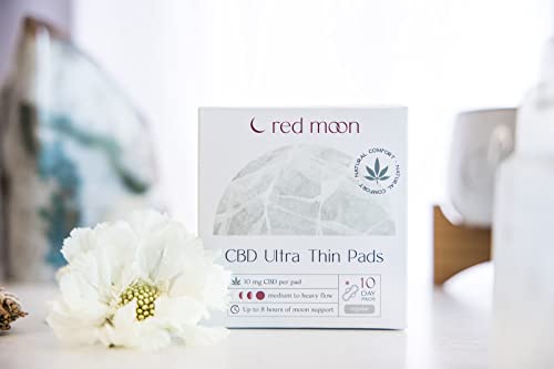 Red Moon Ultra Thin Hemp Pads (Pack of 10) Sanitary Pads for Women, Menstrual Pads- White Red MoonBuy Supplements Australia