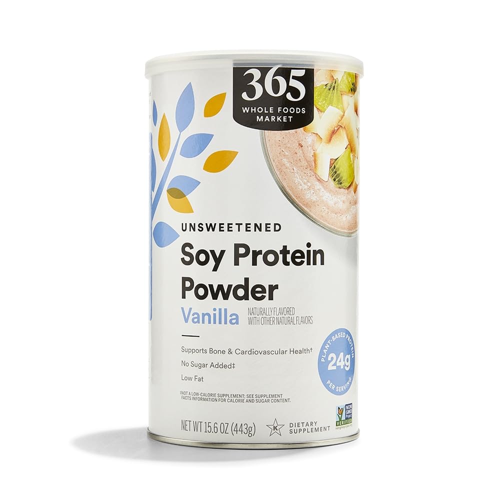 365 by Whole Foods Market, Soy Protein Powder, Unsweetened Vanilla Flavor, 15.63 oz - Maple Wellness Supplements