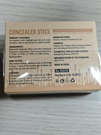 3Pcs Cream Contour Sticks Kit, Highlighter Stick Blush Stick Cream Contour Kit Makeup Set with Brush,Face Brightens & Shades Contour Stick Waterproof for Women - Maple Wellness Supplements
