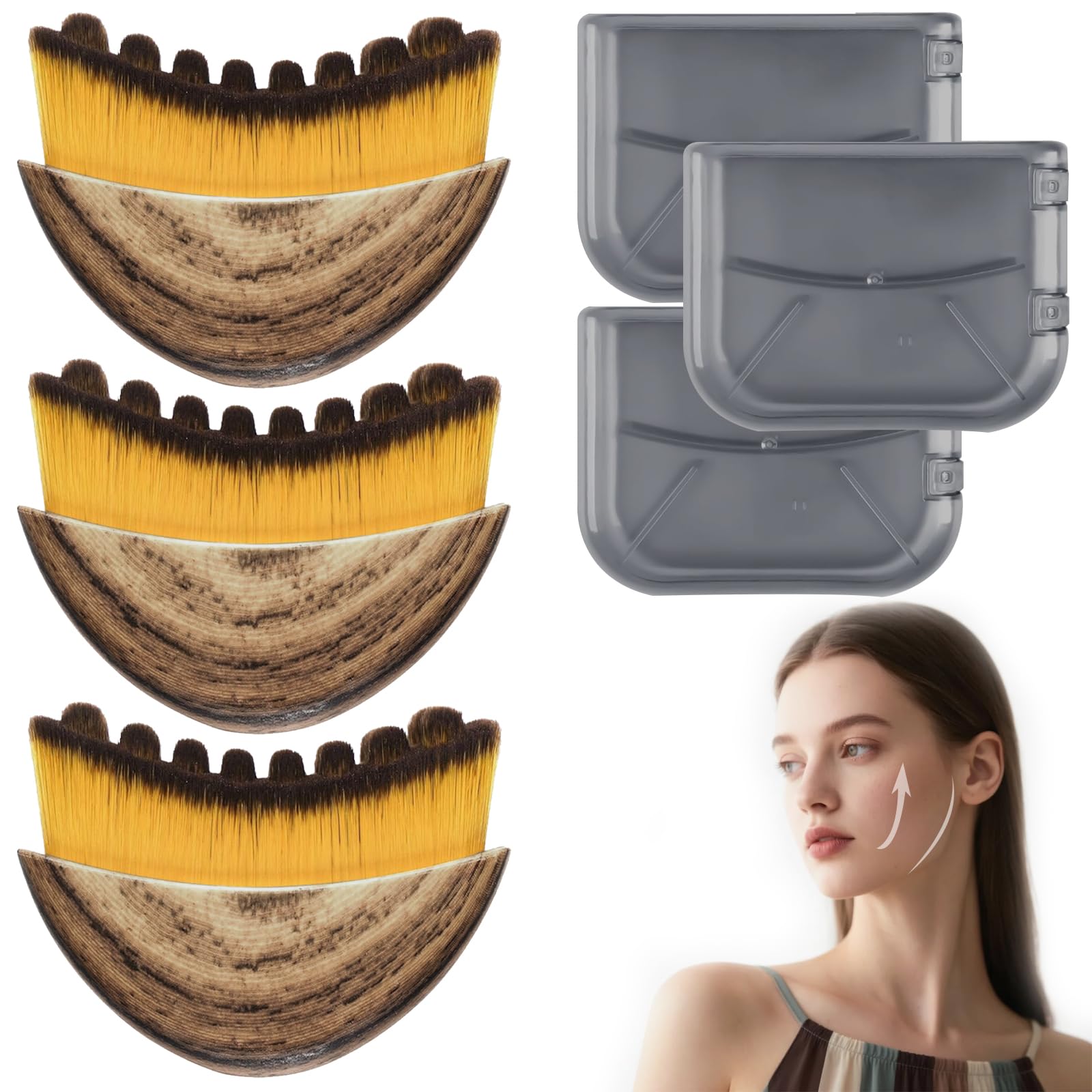3PCS Lymphatic Contour Face Brush, Lymphatic Brush, Lymphatic Drainage Massager for Face, Chin & Jawline Sculpting,Ergonomically Designed to Fit The Skin Precisely - Maple Wellness Supplements