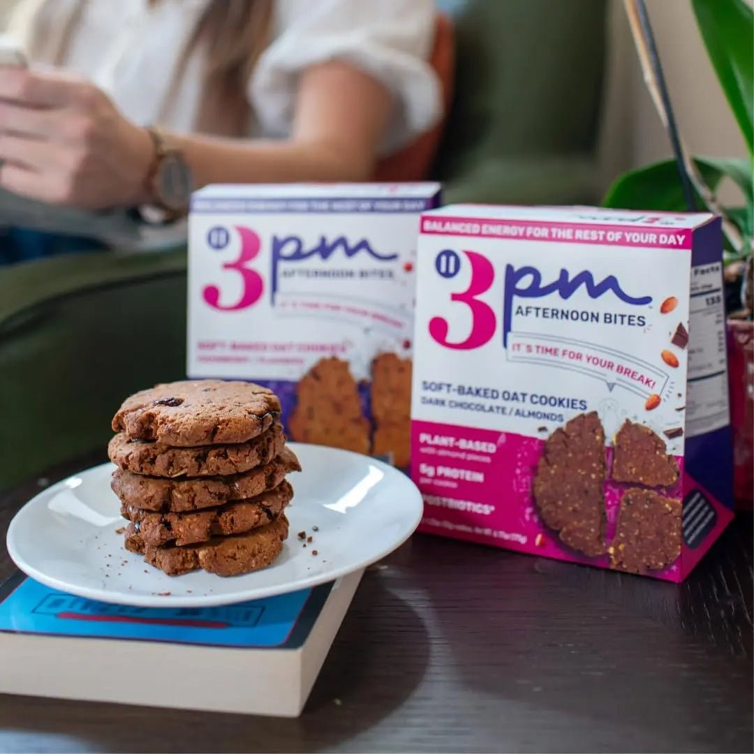 3PM Afternoon Bites Cranberry Flaxseed Cookies with Postbiotics, 5g of Protein, 15 Cookies - Maple Wellness Supplements