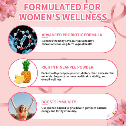 4 BIRDIES GOLF Premium Feminine Balance Gummies for Women's Health, Hawaiian Pineapple Gummies for Women Vaginal Probiotic & pH Balance Support - Vegan - Healthy Odor - Gluten-Free - 60 Count - Maple Wellness Supplements