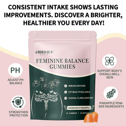 4 BIRDIES GOLF Premium Feminine Balance Gummies for Women's Health, Hawaiian Pineapple Gummies for Women Vaginal Probiotic & pH Balance Support - Vegan - Healthy Odor - Gluten-Free - 60 Count - Maple Wellness Supplements