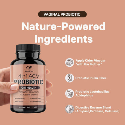 4-in-1 ACV Gut Formula – Apple Cider Vinegar, Prebiotics & Probiotics, Digestive Enzymes – Immune & Complete Digestion – 60 Veggie Capsules - Maple Wellness Supplements