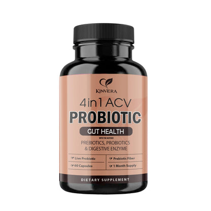 4-in-1 ACV Gut Formula – Apple Cider Vinegar, Prebiotics & Probiotics, Digestive Enzymes – Immune & Complete Digestion – 60 Veggie Capsules - Maple Wellness Supplements