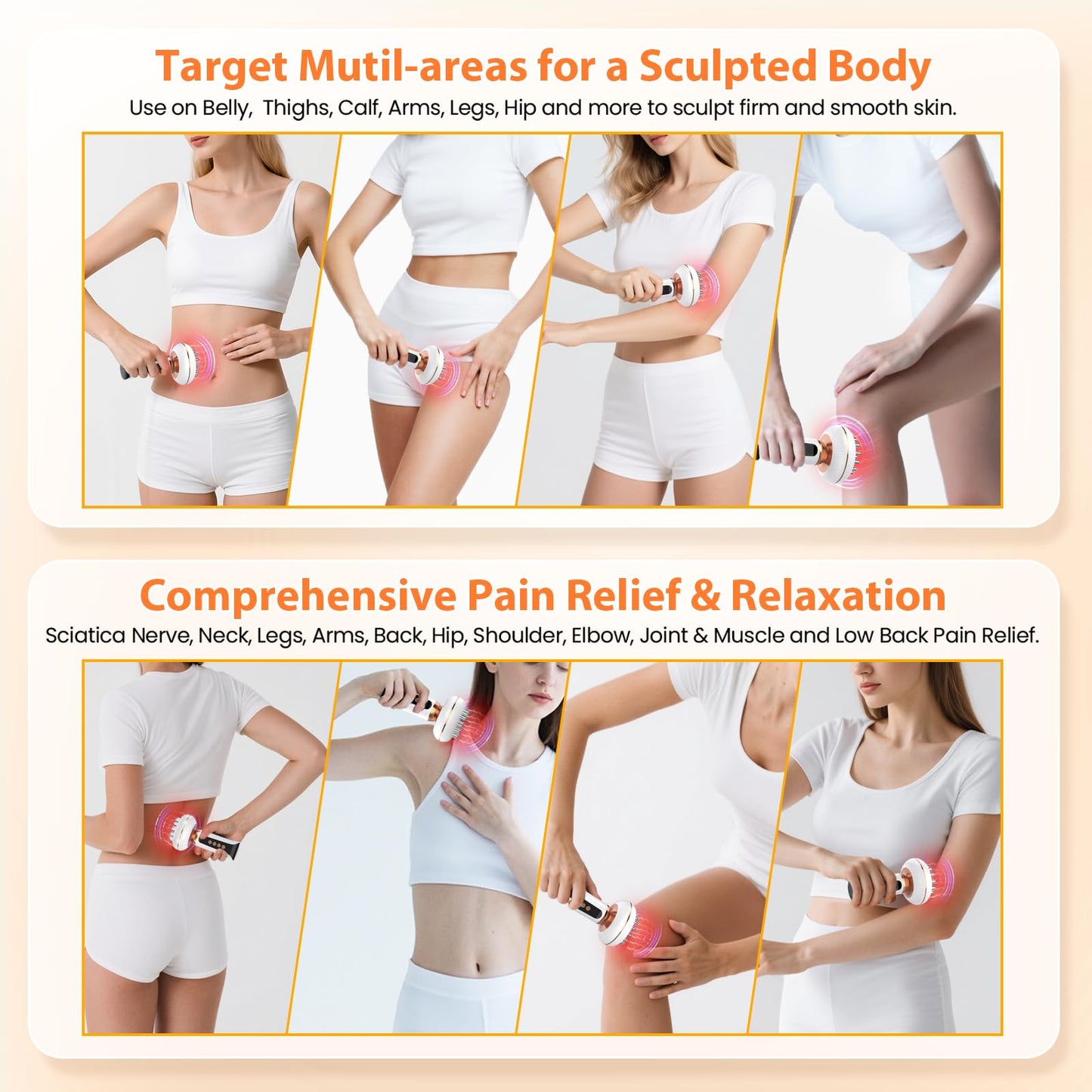 4-in-1 Body Sculpting Machine - Lymphatic Drainage Massager - Anit Cellulite Massage Tool Help Reduce Stretch Marks & Cellulite & Fat, Pain Relife Devices for Body (Belly, Legs, Arms, Butt, Low Back) - Maple Wellness Supplements