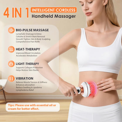 4-in-1 Body Sculpting Machine - Lymphatic Drainage Massager - Anit Cellulite Massage Tool Help Reduce Stretch Marks & Cellulite & Fat, Pain Relife Devices for Body (Belly, Legs, Arms, Butt, Low Back) - Maple Wellness Supplements