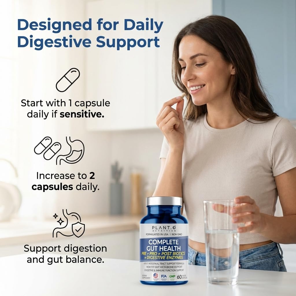4-in-1 Gut Health Support – Prebiotics + Probiotics + Postbiotics + Digestive Enzymes – DE111 Spore Probiotic for Digestive Support & Bloating - Maple Wellness Supplements