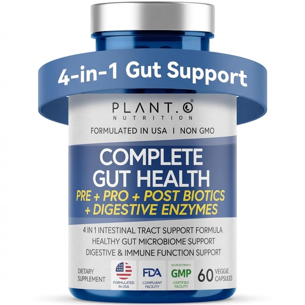 4-in-1 Gut Health Support – Prebiotics + Probiotics + Postbiotics + Digestive Enzymes – DE111 Spore Probiotic for Digestive Support & Bloating - Maple Wellness Supplements