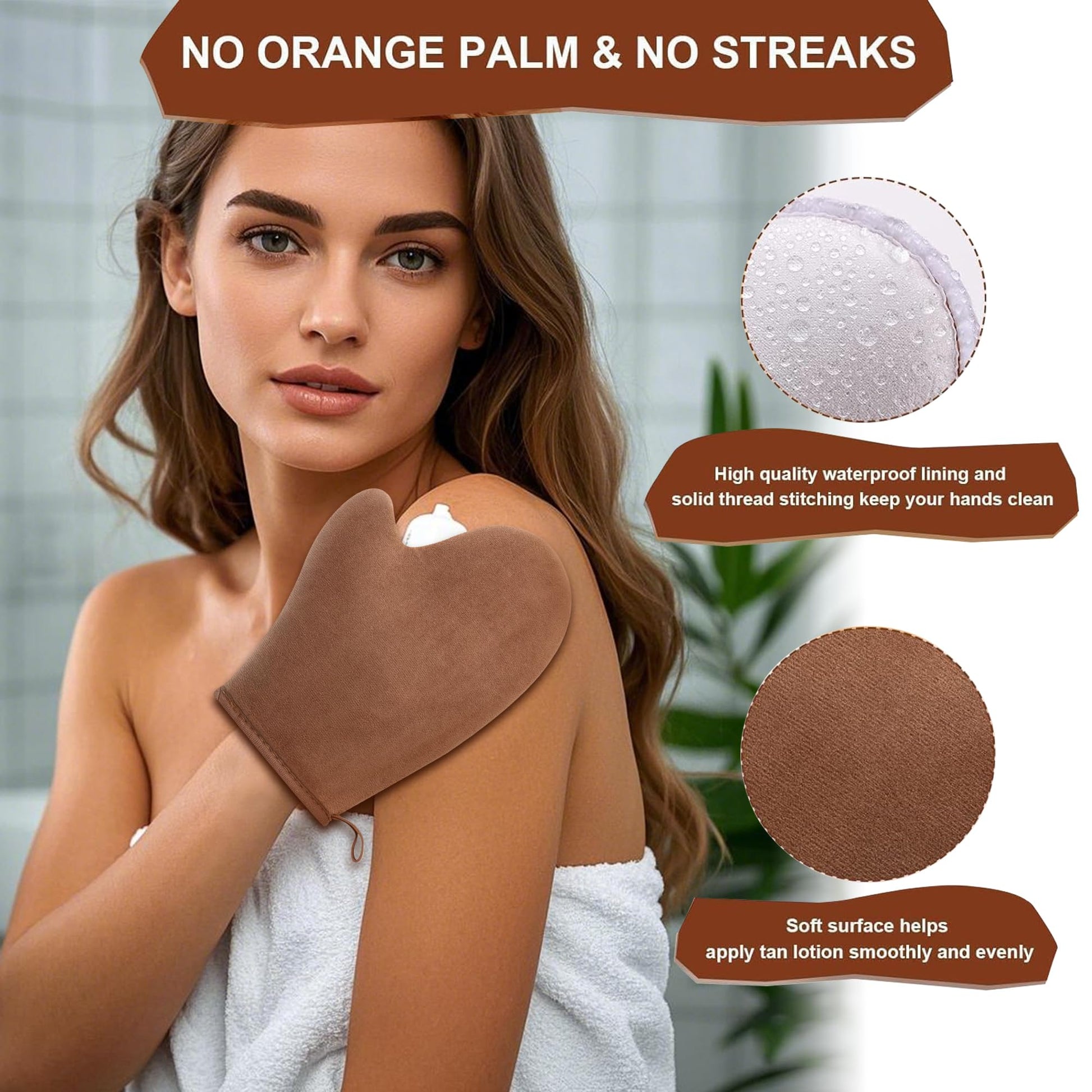 4 in 1 Luxury Velvet Tanning Mitt Self Tanning Mitt Applicator Self Tanner Brush Self Tanner Back Applicator - Maple Wellness Supplements