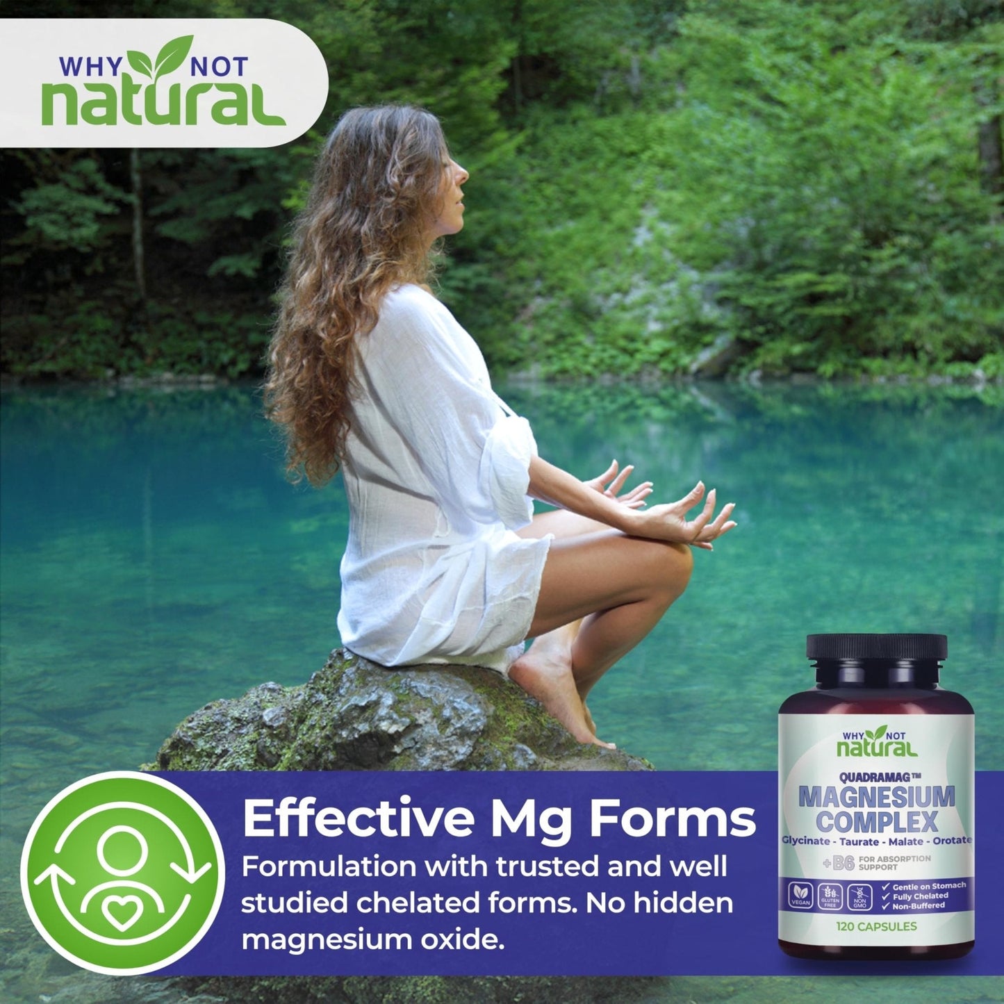 4-in-1 Magnesium Complex Supplement - Glycinate, Taurate, Malate, Orotate Blend - 300 mg per Serving, 120 Capsules - Maple Wellness Supplements
