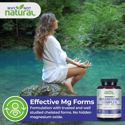 4-in-1 Magnesium Complex Supplement - Glycinate, Taurate, Malate, Orotate Blend - 300 mg per Serving, 120 Capsules - Maple Wellness Supplements