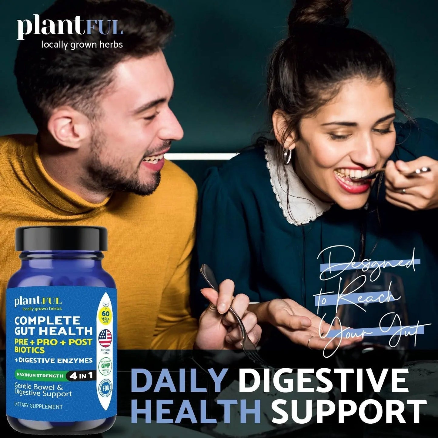 4-in-1 Pre Post Probiotics & Digestive Enzymes - Complete Gut Health & Digestive Support for Women & Men - Prebiotic Probiotic & Postbiotic Gas & Bloating Relief – 60 Non GMO Capsules - Maple Wellness Supplements